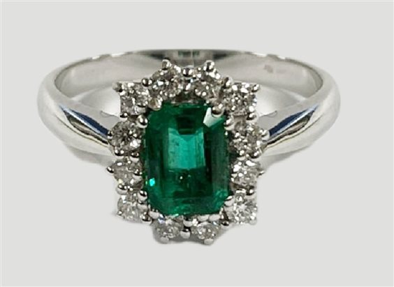 Ring Bolzoni Woman in White Gold Smeraldo 1.00 Ct AN0857-W-S - AN0857-W-S